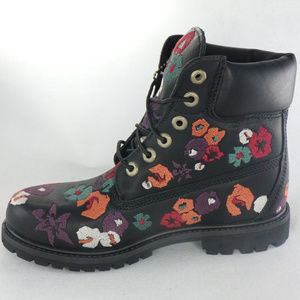 Timberland Shoes | Rare Timberland 6 Premium Waterproof Icon Floral Boots Pair Sz 6.5 | Color: Black/Pink | Size: 6.5 | Queenscloset57's Closet